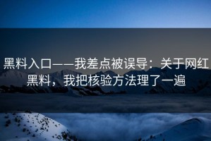 黑料入口——我差点被误导：关于网红黑料，我把核验方法理了一遍
