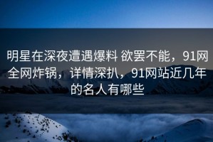 明星在深夜遭遇爆料 欲罢不能，91网全网炸锅，详情深扒，91网站近几年的名人有哪些