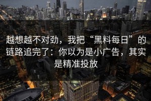 越想越不对劲，我把“黑料每日”的链路追完了：你以为是小广告，其实是精准投放