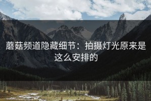 蘑菇频道隐藏细节：拍摄灯光原来是这么安排的