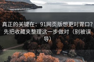 真正的关键在：91网页版想更对胃口？先把收藏夹整理这一步做对（别被误导）
