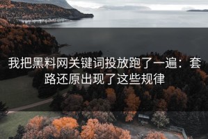 我把黑料网关键词投放跑了一遍：套路还原出现了这些规律