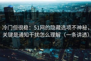 冷门但很稳：51网的隐藏选项不神秘，关键是通知干扰怎么理解（一条讲透）