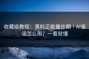 收藏级教程：黑料正能量往期｜AI鉴谣怎么用？一看就懂