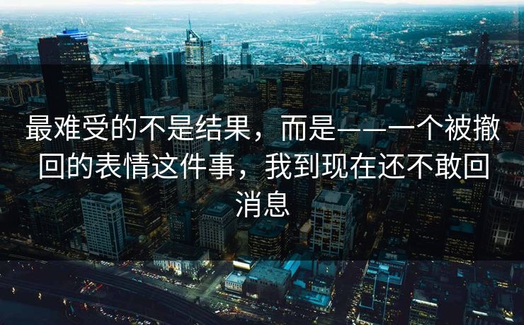 最难受的不是结果,而是——一个被撤回的表情这件事,我到现在还不敢回消息 最难受的不是结果,而是——一个被撤回的表情这件事,我到现在还不敢回消息