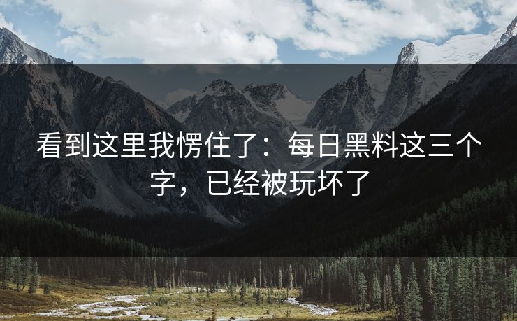 看到这里我愣住了:每日黑料这三个字,已经被玩坏了 看到这里我愣住了:每日黑料这三个字,已经被玩坏了